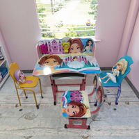 Ensemble Table et Chaise Industriel Moderne Simple pour Enfants, Bureau d'Étude Blanc Réglable avec Tiroir en Métal pour Chambre et École, Meuble d'Écriture pour Enfants