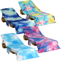 Serviette de plage en microfibre Logo personnalisé chaise longue pliable sans sable housse de chaise de plage tropicale avec poches de rangement