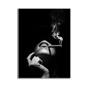 Black Canvas Art Smoking Women Print Canvas Painting large Wall Art Posters And Prints Wall Pictures For Living Room Home Decor