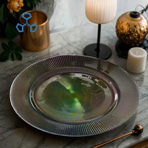 Grosir pelat pengisi daya cakram kaca radiasi sebening kristal desain klasik untuk pesta restoran dekorasi meja acara liburan - Product Image 4