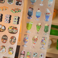 Ruban adhésif LABON à paillettes en PET, thème alimentaire vintage, ruban washi découpé, autocollants pour journalisation, pâtisserie Kawaii, bento, scrapbooking, loisirs créatifs DIY