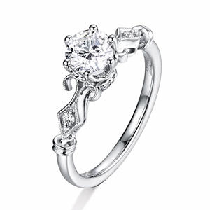 Minimal Crown Style <b>Ring</b> Mount <b>Crafted</b> in Solid 18K White Gold Embedded Natural Round Accent Diamonds Custom Gem Holder Fits - Product Image 1