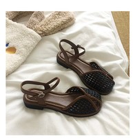 Sandales plates ouvertes pour femmes, antidérapantes, respirantes, douces, confortables, sportives, avec dessus en PU et semelle extérieure en caoutchouc