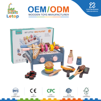 Ensemble de jeu barbecue en bois pour enfants, jeu de simulation de cuisine, barbecue, jouet Montessori