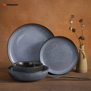 Juego de Vajilla de Gres Amarillo con Esmalte Reactivo para Uso Diario, con Juego de Tazas, 16 Piezas, Diseño Nórdico y Rústico, <span class=keywords><strong>Regalo</strong></span> Empresarial - Product Image 1