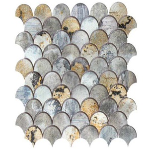 Gạch Khảm Kim Loại Bằng Thép Không Gỉ Gạch Trang Trí Tường Dòng Màu Xanh Dương Loại Quạt Và Vỏ Gạch Khảm Kim Loại Gạch Tắm Khảm - Product Image 3