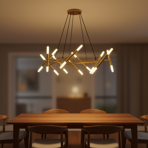 Lámpara Colgante Moderna de 41 Pulgadas, Diseño de Ramas con Tubos de Vidrio Esmerilado y Latón Dorado, Altura Ajustable para Comedor y Sala de Estar - Product Image 2