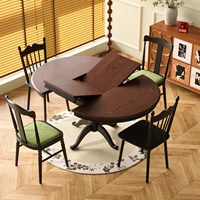 Table à manger vintage pliable et extensible en bois massif de style médiéval français, adaptée aux hôtels, aux maisons et aux restaurants