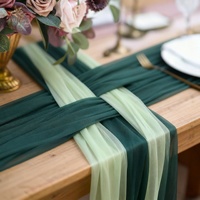 Drapeau de table en gaze de polyester transparente, motif uni personnalisable, style nordique, pour la décoration de mariages, anniversaires, fêtes et événements à Bali