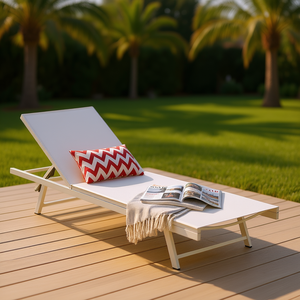 Chaise longue Salton in metallo reclinabile, lettino prendisole da esterno, design contemporaneo, seduta moderna per patio - Product Image 2