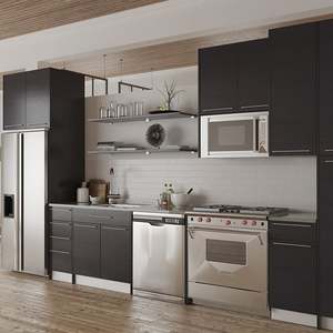 Ensemble de meubles de cuisine modulaire moderne SANTOPOVA avec finition en bois grainé noir mat - Product Image 2