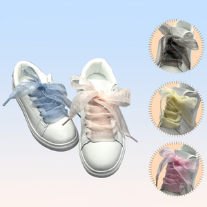 WEGOODZF Cordones de satén planos personalizados de alta calidad de 2.5 CM de ancho, de hilo de nieve, para zapatillas casuales de mujer, de lona y poliéster, semirrígidos - Product Image 2