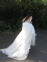Robe de mariée française haut de gamme sans bretelles, avec appliques en dentelle blanche, robe de princesse moelleuse, robe de mariée, robe de fée