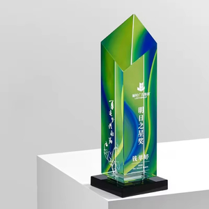 Trophée en cristal personnalisé haut de gamme MH avec impression couleur intégrale, trophée en cristal <span class=keywords><strong>diamant</strong></span> gravé sur mesure avec base noire - Product Image 2