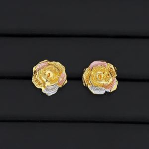 JXX Fashion Trendy 24K Gold Plated Flower Stud <b>Earrings</b> Brass Material for Women's Jewelry Party Gift - Product Image 4