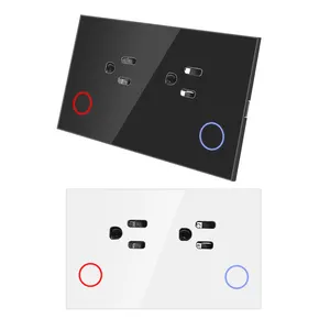AU US Factory Tempered Glass Tuya Smart Wifi Wall Sockets Controlled Power Points Double Glass Touch Switch Wall Socket