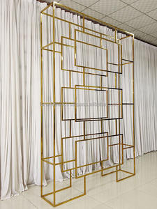 Gold Wedding <b>Wine</b> <b>Rack</b> Home Party and Reception Bar Background <b>Rack</b> <b>with</b> Bookshelf Flower Stand for Wedding Decorations - Product Image 4