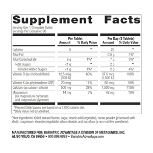 Tabletas Masticables de Alta Calidad con Sabor a Chocolate Natural, con Calcio, Magnesio, Vitamina D3 y K2, Suplemento para la Salud Ósea - Product Image 2