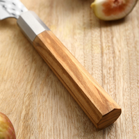 Couteau utilitaire personnalisé de 5 pouces, lame en acier inoxydable martelé poli miroir, couteau à éplucher et à fruits avec manche octogonal en bois d'olivier
