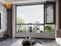 Ventana Abatible de Aleación de Aluminio 6063 Resistente con Rotura de Puente Térmico y Malla de Seguridad para Casa