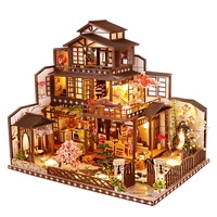 Nouvelle maison en bois DIY, style japonais rétro créatif, thème 'Capital Ancienne' et 'Observation de la Lune', modèle de construction à assembler soi-même, jouet villa