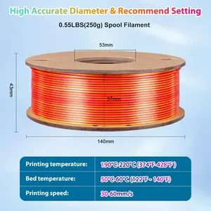 Filament multicolore pour imprimante 3D, double/tricolore 1.75mm PLA Silk Shiny Printing Filament Fit Most FDM 3D Printer