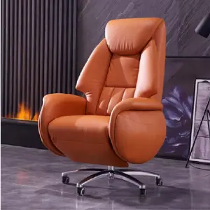 Moderne Luxe Verstelbare Fauteuil Draaibare Manager Executive Hoge Kwaliteit Ergonomische Echt Lederen Bureaustoel Met Massage