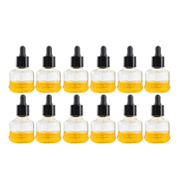 Hopeck 50ML Botella de vidrio moldeada de grasa corta Revestimiento de aluminio/PP Collar 20/415 Tapa cuentagotas para aceite esencial Suero para el cuidado de la piel de las uñas