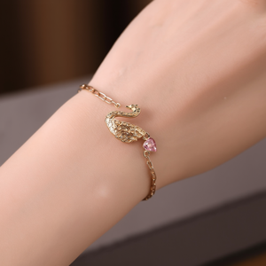 Fashion Charm <b>Bracelet</b> 316L Stainless Steel PVD Gold Plating Swan Pendant Pink <b>Crystal</b> Heart Charm Women's Jewelry - Product Image 3