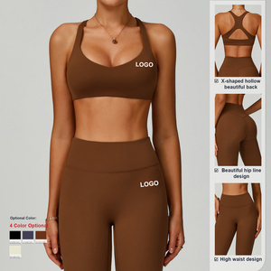 Conjunto De Yoga vestito sportivo in tessuto riciclato eco-friendly sportivo da <span class=keywords><strong>donna</strong></span> attillato Outdoor Running Fitness allenamento Yoga Set - Product Image 3