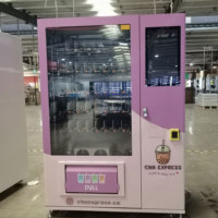 Distributeur automatique de thé au lait Boba avec système d'ascenseur, convoyeur à bande, acceptant les paiements en espèces et sans espèces, avec système de refroidissement