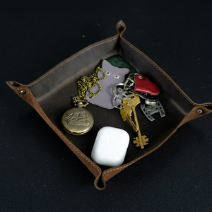 Boîte de rangement en cuir véritable avec rivets d'angle, organiseur de valet en cuir véritable, étui de sac en gros GLTY-0078 - Product Image 1
