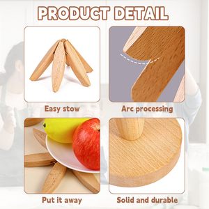 Ensemble de dessous de plat en bois en forme d'arbre de haute qualité 4 supports de casserole avec sous-verres <span class=keywords><strong>tapis</strong></span> et tampons en <span class=keywords><strong>silicone</strong></span> et en bois massif <span class=keywords><strong>pour</strong></span> plats de casseroles chaudes - Product Image 6