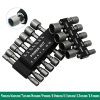 Jeu de 9/14 embouts hexagonaux de 5-12 mm pour vis, adaptateur de perceuse pour écrous hexagonaux de 1/4 po, tournevis, qualité industrielle OEM, naturel