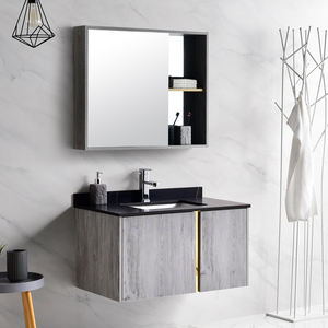 Mueble de Baño con Lavabo de Cerámica, Espejo de Baño Montado en la Pared, Mueble de Baño Flotante de PVC con Lavabo, Venta al por Mayor de Fábrica - Product Image 5