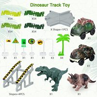 En stock : Ensemble de jeu de construction DIY pour enfants avec piste pour créer un circuit de course de dinosaures flexible