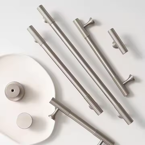 キャビネットドア用ベッドルームまたはバスルーム用無地新真鍮ハンドルノブニッケルメッキブラシ付き - Product Image 3