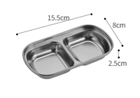 Plat à condiments carré en acier inoxydable 304, plateau à condiments coréen pour barbecue, plateau multifonctionnel à trois compartiments, plaque chauffante de luxe légère