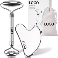 Rouleau facial en acier inoxydable avec logo personnalisé, outil de massage Gua Sha pour sculpter le visage, soin de la peau, anti-âge, lifting, soin personnel