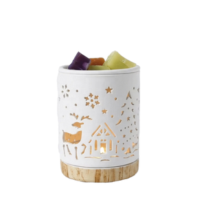 Brûleur d'arômes électrique 2 en 1 bois et céramique - Fondoir de cire pour la décoration intérieure - Product Image 2