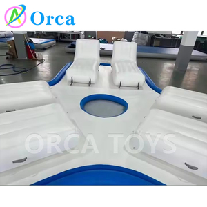 Offre Spéciale pont flottant <span class=keywords><strong>gonflable</strong></span> <span class=keywords><strong>6</strong></span> <span class=keywords><strong>places</strong></span> conception personnalisée point de goutte matériel eau île flottante Portable - Product Image 5