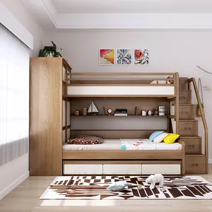 TomyNik entrega rápida OEM aceptado ASH moderno niños dormitorio muebles niños madera Mdf literas Almacenamiento y escaleras para la venta