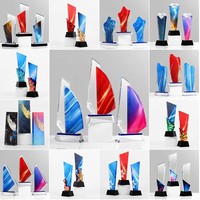 Trophée en cristal avec gravure gratuite, cadeau irisé créatif, récompense d'entreprise, médaille commémorative pour employé, plaque avec boîte cadeau, vente flash