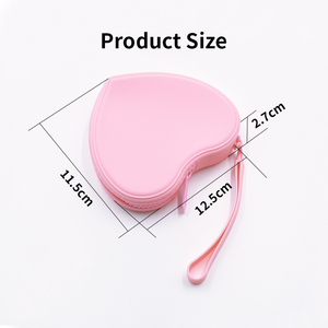 Fabrikgefertigte, kleine, wasserdichte, herzförmige Silikon-Kosmetiktasche für Lippenstifte, Make-up und Münzen mit großem Fassungsvermögen - Product Image 5