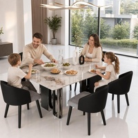 Table à manger rectangulaire moderne de luxe en pierre frittée durable pour la maison, l'appartement, l'hôtel, la villa et la cour