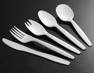 Disposable Plastic Fork 3 Gram Disposable Plastic Cutlery Set PP Knife Fork Spoon In Black Or White