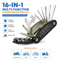 Kit d'outils de réparation de vélo 16 en 1, ensemble d'outils de cyclisme portable, réparation de vélo