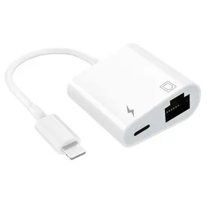 RJ45イーサネットアダプターへの照明、iPhoneと互換性のある充電ポートを備えたiPadからLANへの有線ネットワークケーブル