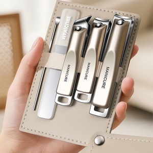 Manicure Set 5 Piece Stainless Steel Nail Clippers With <b>Case</b> Portable For Adults - Product Image 1