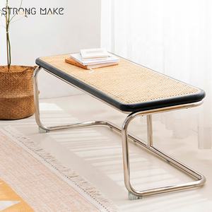 Banc pour changer les chaussures en rotin de jardin moderne pour <span class=keywords><strong>lit</strong></span> de salon banc en bois de rotin tissé marocain en acier - Product Image 1